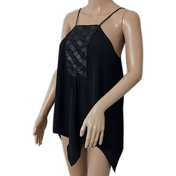 Y2K Witchy Cami Top XS Black Camisole Whimsigoth Chiffon Asymmetric Fairy Flowy - Picture 5 of 16
